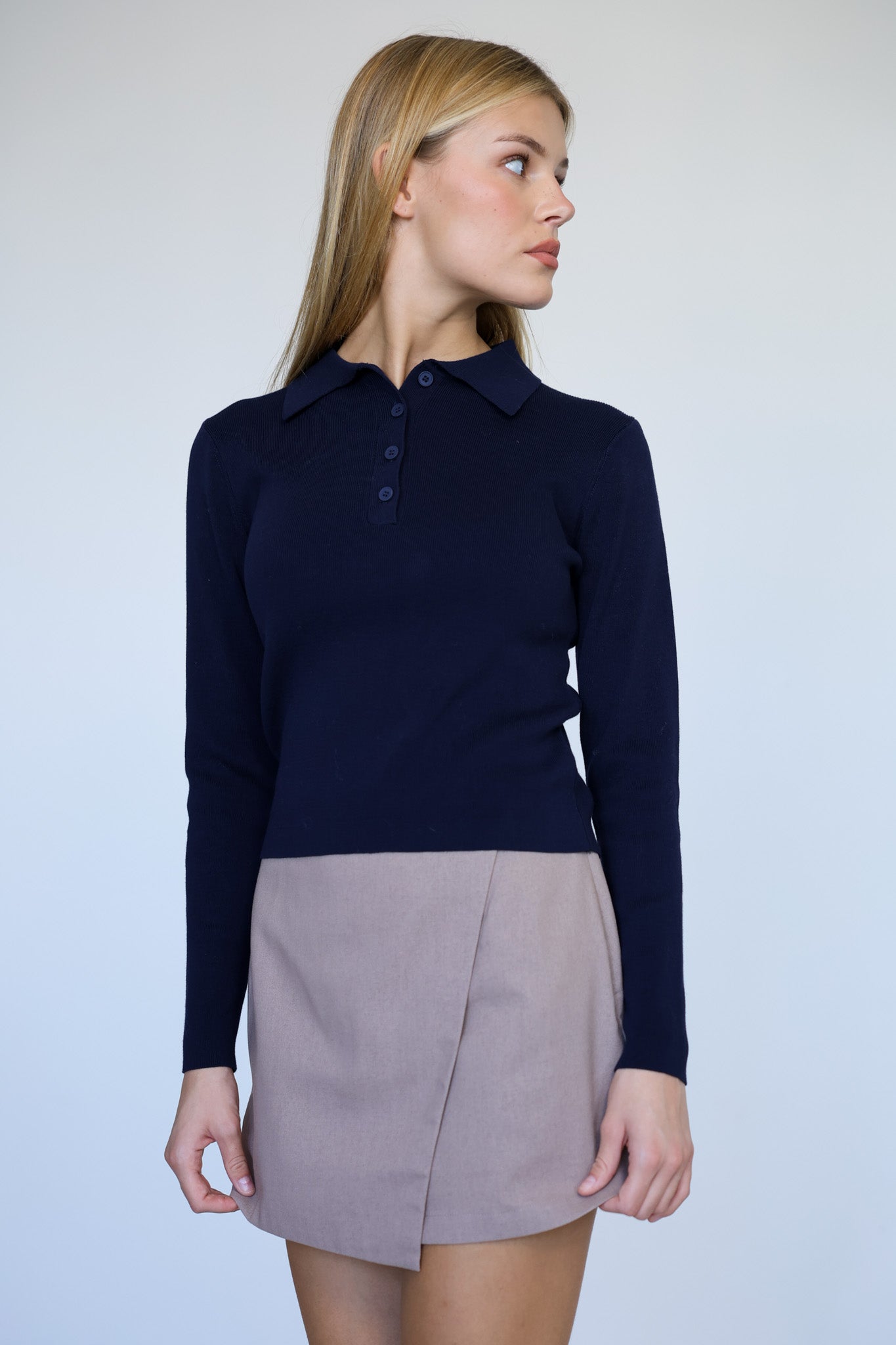 חולצת סריג פולו אמיליה - בלוברי