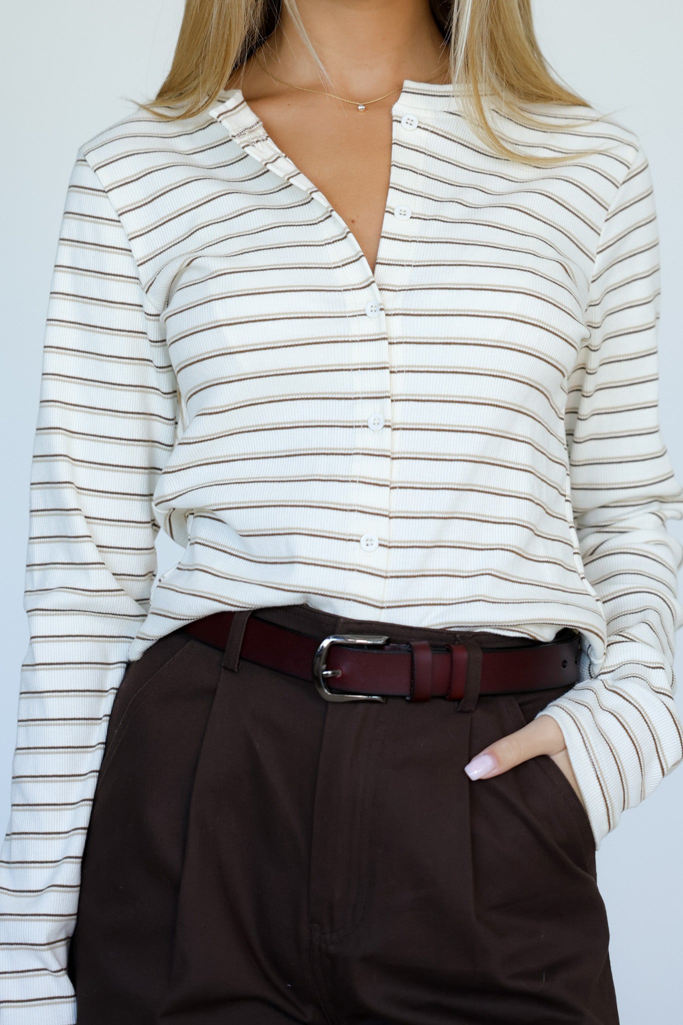 קרדיגן פסים פרוסטי - נטרלי חום בז׳