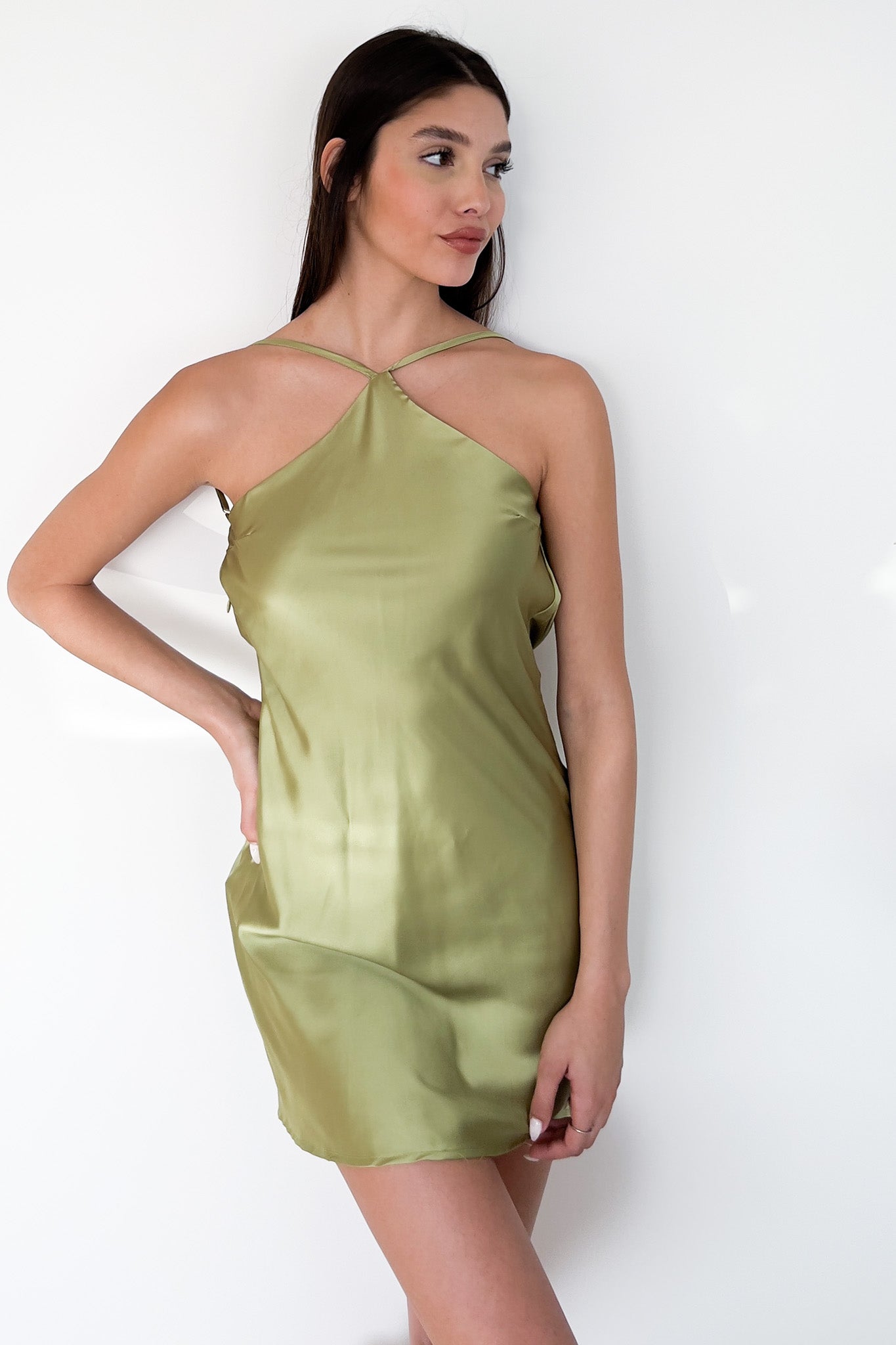 שמלת ברנדי - ירוקה ליים
